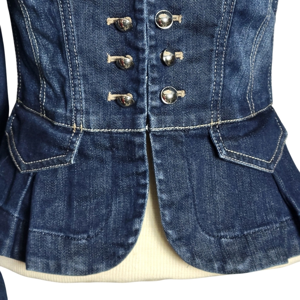 White House Black Market Military Style Jean Jacket Size-0 - Picture 4 of 14